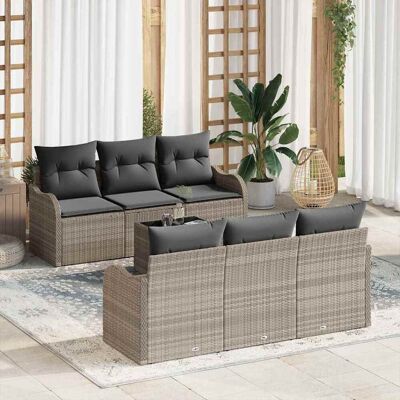 vidaXL Gartensofa-set 7 stk. 6-Sitzanzahl Hellgrau und Dunkelgrau vidaXL Gartensofa-set 7 stk. 6-Sitzanzahl Hellgrau und Dunkelgrau