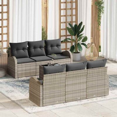 vidaXL Gartensofa-set 7 stk. 6-Sitzanzahl Hellgrau und Dunkelgrau vidaXL Gartensofa-set 7 stk. 6-Sitzanzahl Hellgrau und Dunkelgrau
