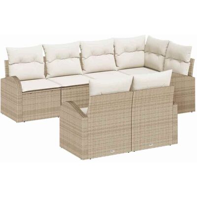 vidaXL Gartensofa-set 7 Stk. Beige und Weiß Poly-Rattan vidaXL Gartensofa-set 7 Stk. Beige und Weiß Poly-Rattan