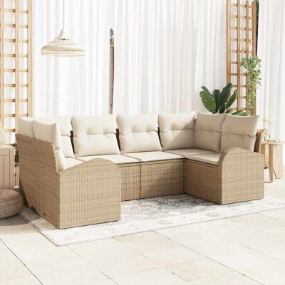 vidaXL Gartensofa-set 6 Stk. Beige und Weiß Poly-Rattan vidaXL Gartensofa-set 6 Stk. Beige und Weiß Poly-Rattan