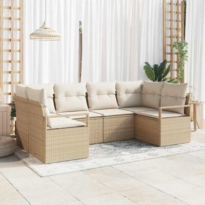 vidaXL Gartensofa-set 6 Stk. Beige und Weiß Poly-Rattan vidaXL Gartensofa-set 6 Stk. Beige und Weiß Poly-Rattan