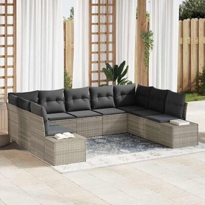 vidaXL Gartensofa-set 9 stk. 8-Sitzanzahl Hellgrau Polyrattan vidaXL Gartensofa-set 9 stk. 8-Sitzanzahl Hellgrau Polyrattan