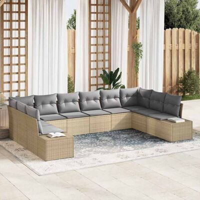 vidaXL Gartensofa-set 10 stk. 9-Sitzanzahl Beige und Hellgrau vidaXL Gartensofa-set 10 stk. 9-Sitzanzahl Beige und Hellgrau