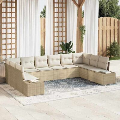 vidaXL Gartensofa-set 10 stk. 9-Sitzanzahl Beige und Creme Polyrattan vidaXL Gartensofa-set 10 stk. 9-Sitzanzahl Beige und Creme Polyrattan