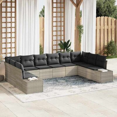 vidaXL Gartensofa-set 10 stk. 9-Sitzanzahl Hellgrau Polyrattan vidaXL Gartensofa-set 10 stk. 9-Sitzanzahl Hellgrau Polyrattan