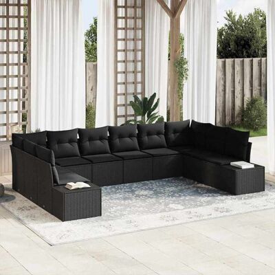 vidaXL Gartensofa-set 10 stk. 9-Sitzanzahl Schwarz Polyrattan vidaXL Gartensofa-set 10 stk. 9-Sitzanzahl Schwarz Polyrattan