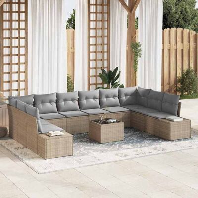 vidaXL Gartensofa-set 10 stk. 9-Sitzanzahl Beige und Hellgrau vidaXL Gartensofa-set 10 stk. 9-Sitzanzahl Beige und Hellgrau