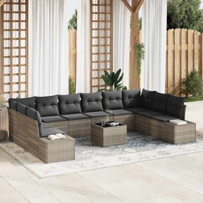 vidaXL Gartensofa-set 10 stk. 9-Sitzanzahl Hellgrau Polyrattan vidaXL Gartensofa-set 10 stk. 9-Sitzanzahl Hellgrau Polyrattan
