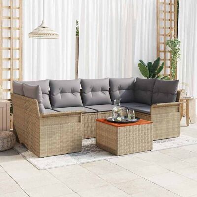 vidaXL Gartensofa-set 7 stk. 6-Sitzanzahl Beige und Hellgrau vidaXL Gartensofa-set 7 stk. 6-Sitzanzahl Beige und Hellgrau