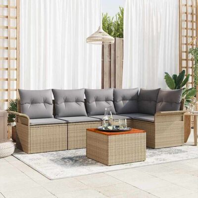 vidaXL Gartensofa-set 6 stk. 5-Sitzanzahl Beige und Hellgrau vidaXL Gartensofa-set 6 stk. 5-Sitzanzahl Beige und Hellgrau