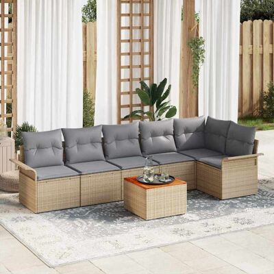 vidaXL Gartensofa-set 7 stk. 6-Sitzanzahl Beige und Hellgrau vidaXL Gartensofa-set 7 stk. 6-Sitzanzahl Beige und Hellgrau