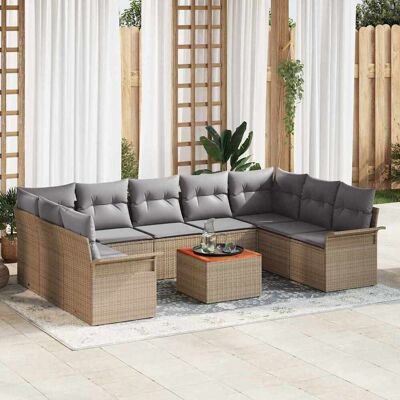 vidaXL Gartensofa-set 10 stk. 9-Sitzanzahl Beige und Hellgrau vidaXL Gartensofa-set 10 stk. 9-Sitzanzahl Beige und Hellgrau