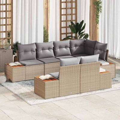 vidaXL Gartensofa-set 7 stk. 7-Sitzanzahl Beige und Hellgrau vidaXL Gartensofa-set 7 stk. 7-Sitzanzahl Beige und Hellgrau