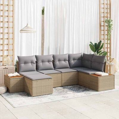 vidaXL Gartensofa-set 7 stk. 6-Sitzanzahl Beige und Hellgrau vidaXL Gartensofa-set 7 stk. 6-Sitzanzahl Beige und Hellgrau