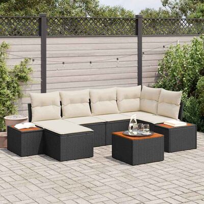 vidaXL Gartensofa-set 7 stk. 6-Sitzanzahl Schwarz und Creme Polyrattan vidaXL Gartensofa-set 7 stk. 6-Sitzanzahl Schwarz und Creme Polyrattan