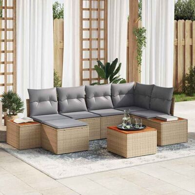 vidaXL Gartensofa-set 7 stk. 6-Sitzanzahl Beige und Hellgrau vidaXL Gartensofa-set 7 stk. 6-Sitzanzahl Beige und Hellgrau
