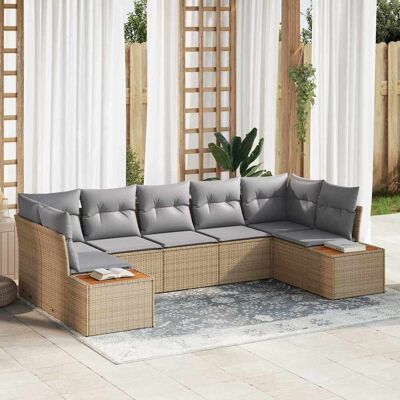 vidaXL Gartensofa-set 7 stk. 7-Sitzanzahl Beige und Hellgrau vidaXL Gartensofa-set 7 stk. 7-Sitzanzahl Beige und Hellgrau