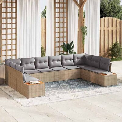 vidaXL Gartensofa-set 10 stk. 10-Sitzanzahl Beige und Hellgrau vidaXL Gartensofa-set 10 stk. 10-Sitzanzahl Beige und Hellgrau