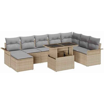 vidaXL Gartensofa-set 9 Stk. Beige und Hellgrau vidaXL Gartensofa-set 9 Stk. Beige und Hellgrau