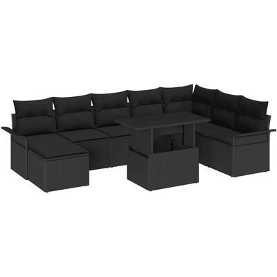 vidaXL Gartensofa-set 9 Stk. Schwarz vidaXL Gartensofa-set 9 Stk. Schwarz