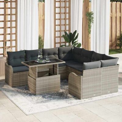 vidaXL Gartensofa-set 9 stk. 8-Sitzanzahl Hellgrau Polyrattan vidaXL Gartensofa-set 9 stk. 8-Sitzanzahl Hellgrau Polyrattan