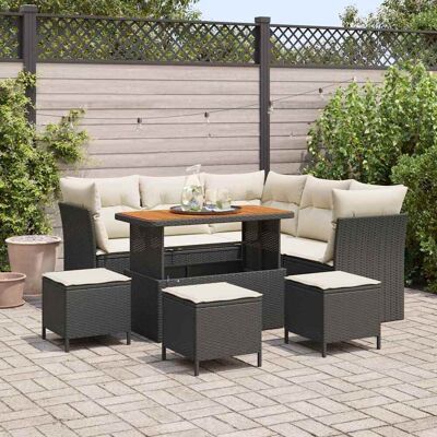 vidaXL Gartensofa-set 9 stk. 5-Sitzanzahl Schwarz und Creme vidaXL Gartensofa-set 9 stk. 5-Sitzanzahl Schwarz und Creme