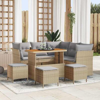 vidaXL Gartensofa-set 9 stk. 5-Sitzanzahl Beige und Hellgrau vidaXL Gartensofa-set 9 stk. 5-Sitzanzahl Beige und Hellgrau