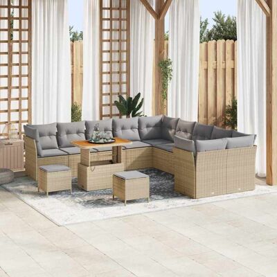 vidaXL Gartensofa-set 13 stk. 12-Sitzanzahl Beige und Hellgrau vidaXL Gartensofa-set 13 stk. 12-Sitzanzahl Beige und Hellgrau