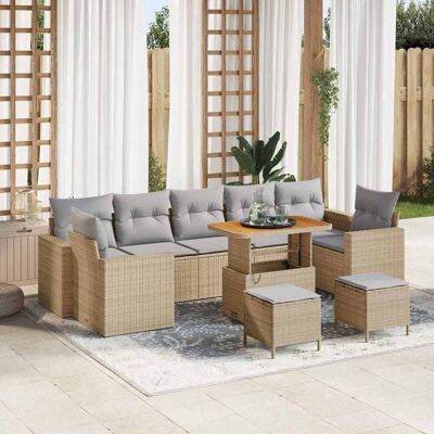 vidaXL Gartensofa-set 10 stk. 9-Sitzanzahl Beige und Hellgrau vidaXL Gartensofa-set 10 stk. 9-Sitzanzahl Beige und Hellgrau