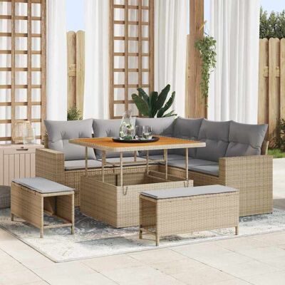 vidaXL Gartensofa-set 9 stk. 6-Sitzanzahl Beige und Hellgrau vidaXL Gartensofa-set 9 stk. 6-Sitzanzahl Beige und Hellgrau