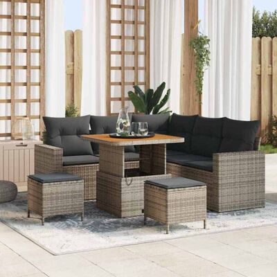 vidaXL Gartensofa-set 9 stk. 6-Sitzanzahl Grau Poly-Rattan vidaXL Gartensofa-set 9 stk. 6-Sitzanzahl Grau Poly-Rattan