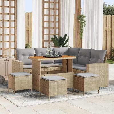 vidaXL Gartensofa-set 10 stk. 7-Sitzanzahl Beige und Hellgrau vidaXL Gartensofa-set 10 stk. 7-Sitzanzahl Beige und Hellgrau