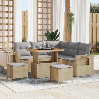 vidaXL Gartensofa-set 9 stk. 6-Sitzanzahl Beige und Hellgrau vidaXL Gartensofa-set 9 stk. 6-Sitzanzahl Beige und Hellgrau