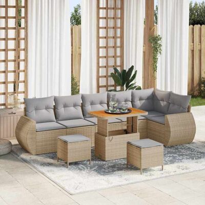 vidaXL Gartensofa-set 9 stk. 9-Sitzanzahl Beige und Hellgrau vidaXL Gartensofa-set 9 stk. 9-Sitzanzahl Beige und Hellgrau