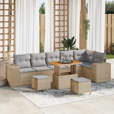 vidaXL Gartensofa-set 9 stk. 6-Sitzanzahl Beige und Hellgrau vidaXL Gartensofa-set 9 stk. 6-Sitzanzahl Beige und Hellgrau