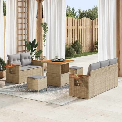 vidaXL Gartensofa-set 10 stk. 7-Sitzanzahl Beige und Hellgrau vidaXL Gartensofa-set 10 stk. 7-Sitzanzahl Beige und Hellgrau