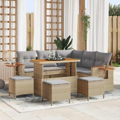 vidaXL Gartensofa-set 10 stk. 9-Sitzanzahl Beige und Hellgrau vidaXL Gartensofa-set 10 stk. 9-Sitzanzahl Beige und Hellgrau