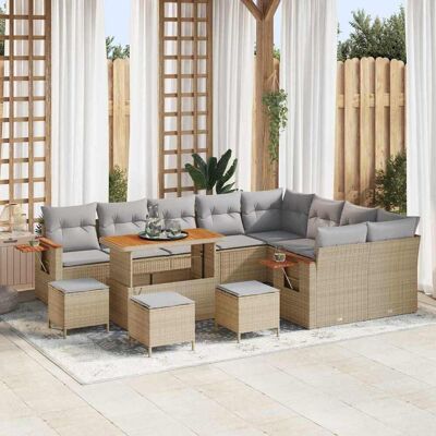 vidaXL Gartensofa-set 14 stk. 10-Sitzanzahl Beige und Hellgrau vidaXL Gartensofa-set 14 stk. 10-Sitzanzahl Beige und Hellgrau