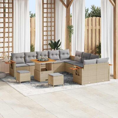 vidaXL Gartensofa-set 17 stk. 10-Sitzanzahl Beige und Hellgrau vidaXL Gartensofa-set 17 stk. 10-Sitzanzahl Beige und Hellgrau
