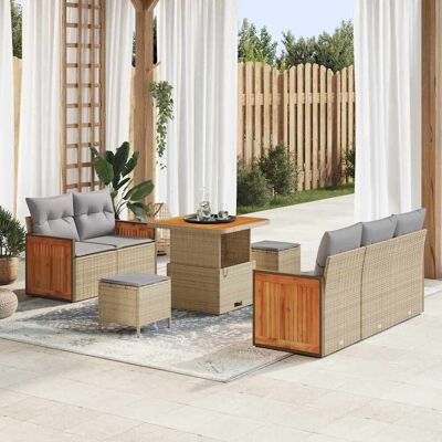 vidaXL Gartensofa-set 10 stk. 7-Sitzanzahl Beige und Hellgrau vidaXL Gartensofa-set 10 stk. 7-Sitzanzahl Beige und Hellgrau