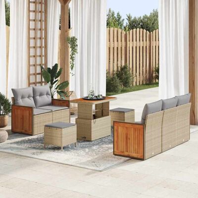 vidaXL Gartensofa-set 10 stk. 7-Sitzanzahl Beige und Hellgrau vidaXL Gartensofa-set 10 stk. 7-Sitzanzahl Beige und Hellgrau