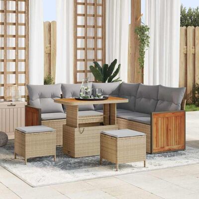 vidaXL Gartensofa-set 9 stk. 6-Sitzanzahl Beige und Hellgrau vidaXL Gartensofa-set 9 stk. 6-Sitzanzahl Beige und Hellgrau