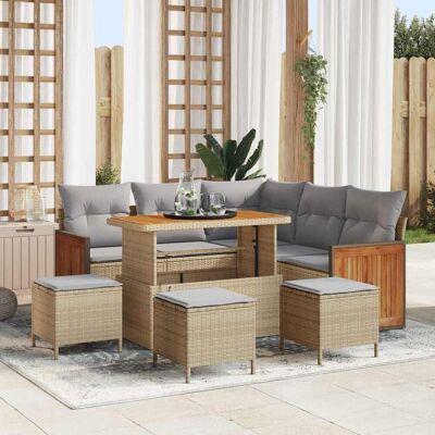 vidaXL Gartensofa-set 9 stk. 7-Sitzanzahl Beige und Hellgrau vidaXL Gartensofa-set 9 stk. 7-Sitzanzahl Beige und Hellgrau