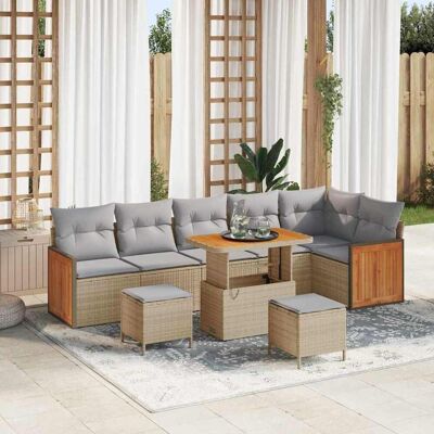 vidaXL Gartensofa-set 11 stk. 7-Sitzanzahl Beige und Hellgrau vidaXL Gartensofa-set 11 stk. 7-Sitzanzahl Beige und Hellgrau