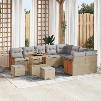 vidaXL Gartensofa-set 13 stk. 9-Sitzanzahl Beige und Hellgrau vidaXL Gartensofa-set 13 stk. 9-Sitzanzahl Beige und Hellgrau