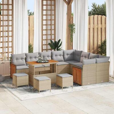 vidaXL Gartensofa-set 14 stk. 10-Sitzanzahl Beige und Hellgrau vidaXL Gartensofa-set 14 stk. 10-Sitzanzahl Beige und Hellgrau