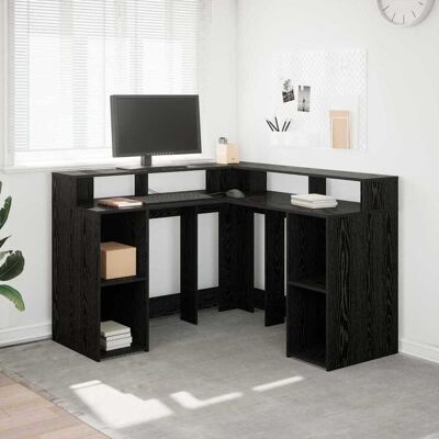 vidaXL Schreibtisch mit Regal Schwarz Eichen-Optik 130 x 130 x 91 cm vidaXL Schreibtisch mit Regal Schwarz Eichen-Optik 130 x 130 x 91 cm