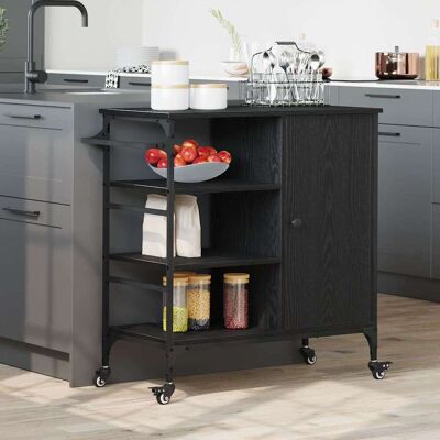vidaXL Küchentrolley Schwarz Eichen-Optik 87,5 x 39 x 84,5 cm vidaXL Küchentrolley Schwarz Eichen-Optik 87,5 x 39 x 84,5 cm