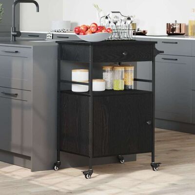 vidaXL Küchentrolley Schwarz Eichen-Optik 56 x 43 x 89,5 cm vidaXL Küchentrolley Schwarz Eichen-Optik 56 x 43 x 89,5 cm