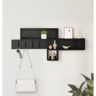 vidaXL Wandmontierter nachttisch mit Regal Schwarz Eichen-Optik vidaXL Wandmontierter nachttisch mit Regal Schwarz Eichen-Optik